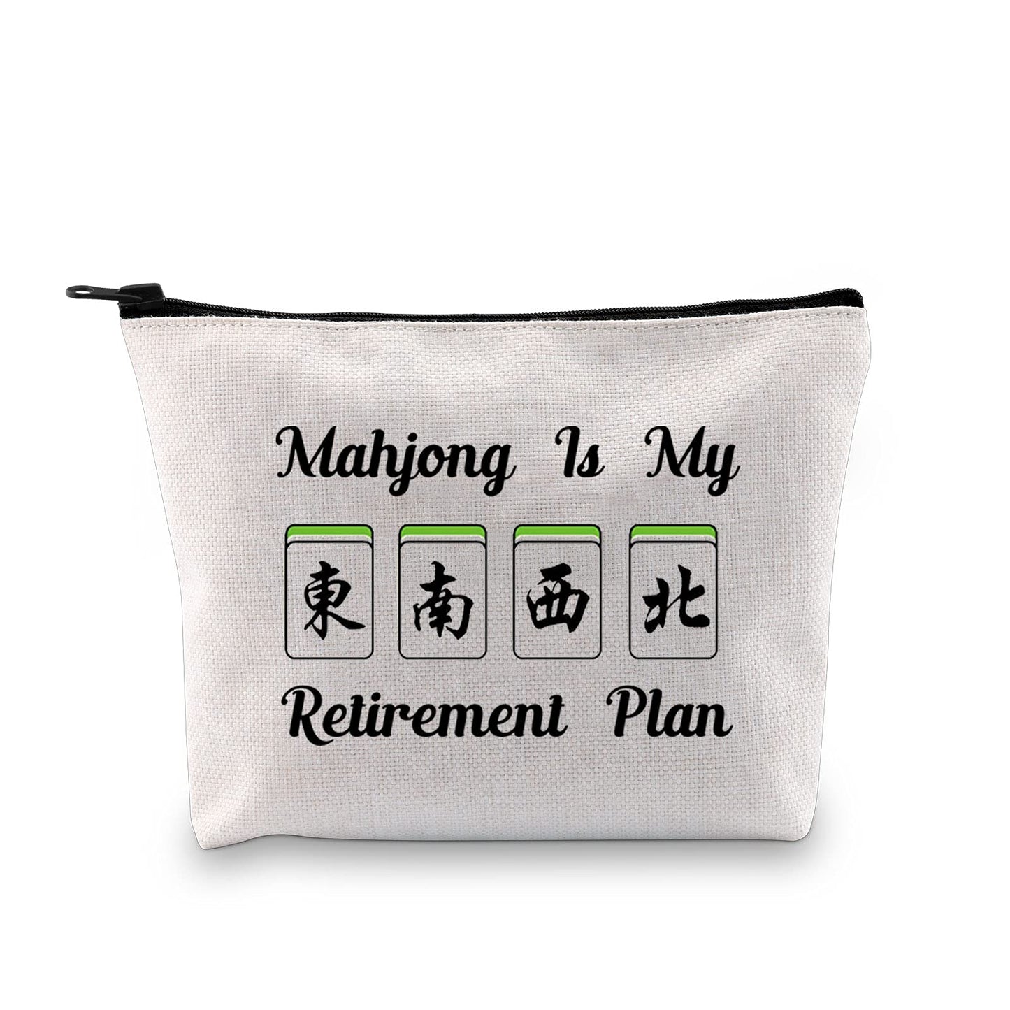 Jxgzso Novelty Mahjong Cosmetic Bag Mahjong Lover Gift Mahjong Is My Retirement Plan Board Game Zipper Purse Gift Lucky Mahjong