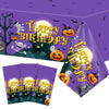 3 Pieces Happy Birthday Halloween Tablecloths Halloween Party Supplies Birthday Halloween Plastic Table Cover For Birthday Halloween Party Favors Supplies Decoration