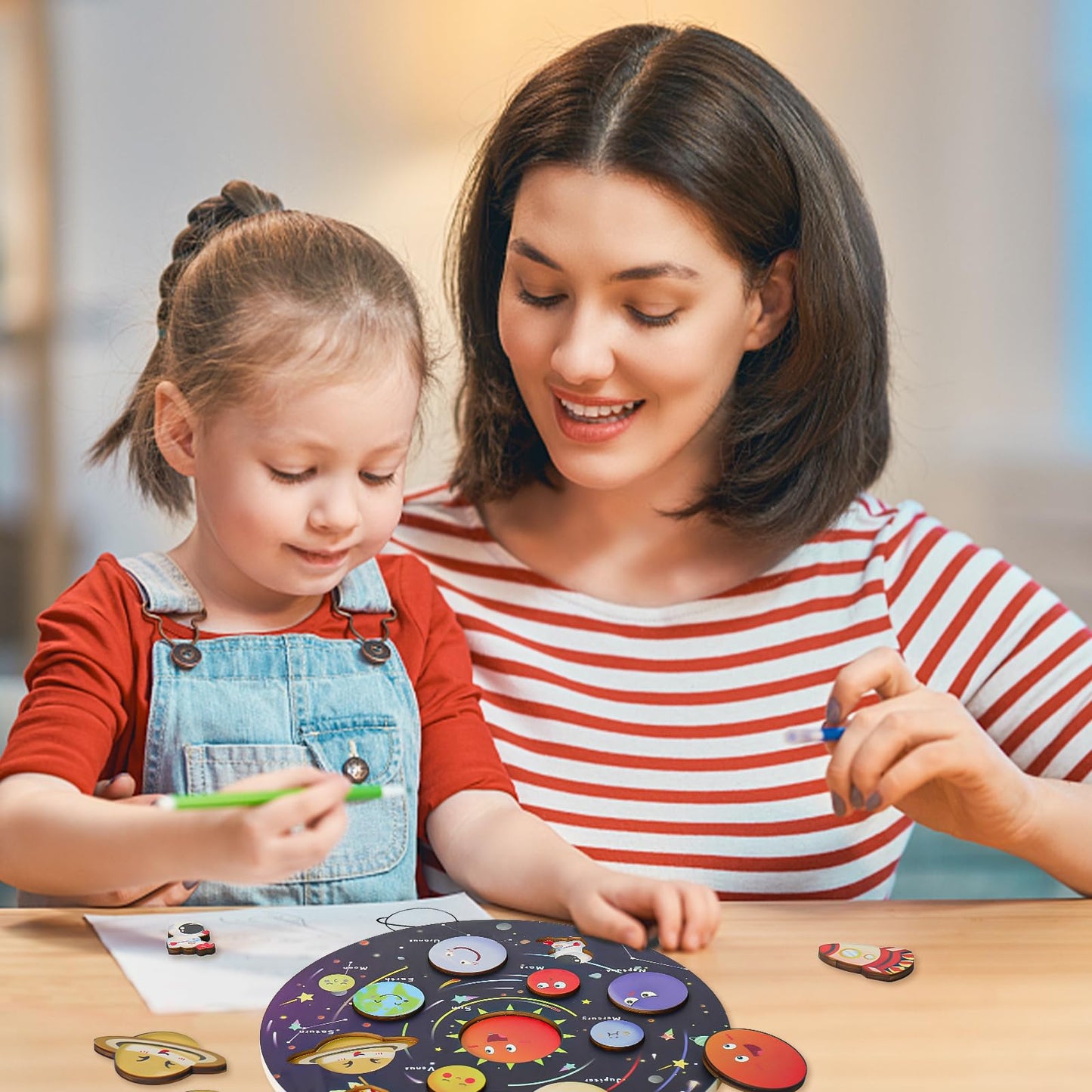 Zeoddler Upgrated Solar System Puzzle, Kids Toys For 3-6, Wooden Space Toys For Kids, Planets For Kids Preschool Learning Activities, Gift For Boys, Girls