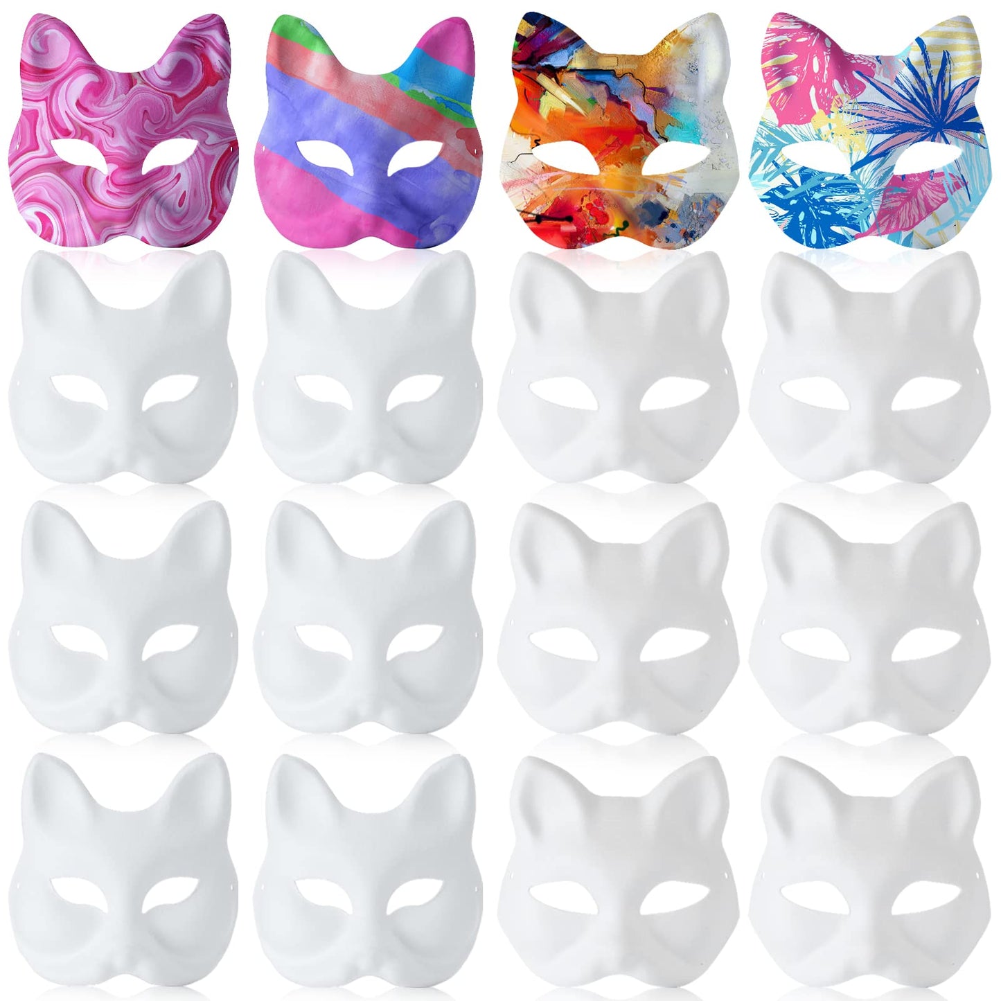 Leyndo 48 Pack Paper Mache Masks Craft Masks Blank DIY Halloween Mask Half Face Paintable Mask Mardi Gras Masquerade Cosplay (Ca
