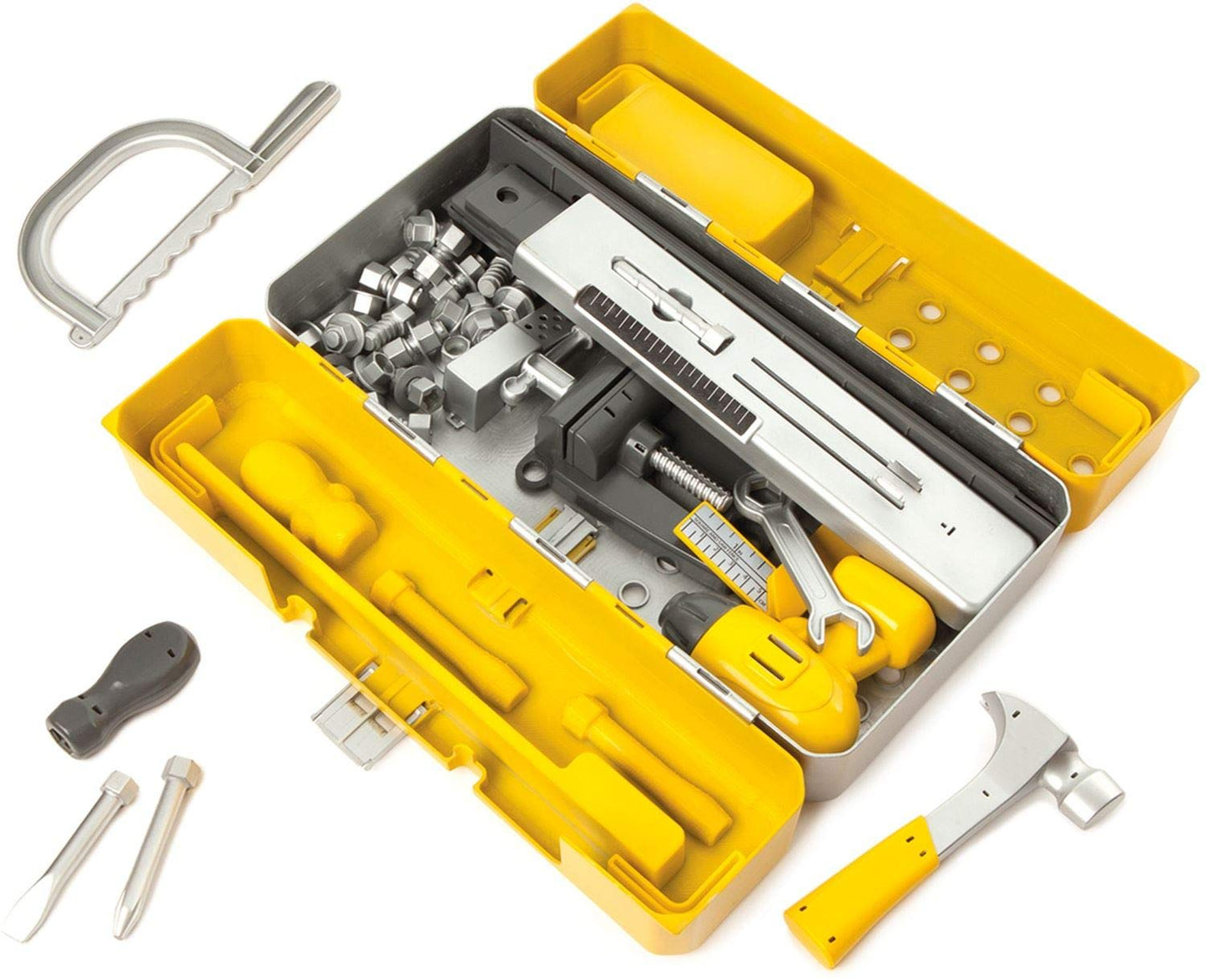 CASDON Tool Box Workbench, 2-in-1 Tool Box & Workbench for Children Aged 3+ Includes Over 60 Tools for DIY Roleplay Fun