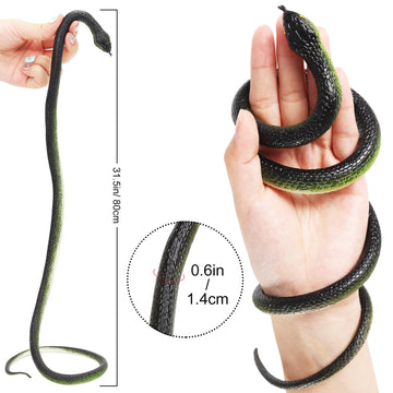 HFATMOS 4 Pcs Realistic Rubber Snakes, Plastic Snakes, Prank Snake Toys for Party, Tricking People, Kids Playing, Garden Props D