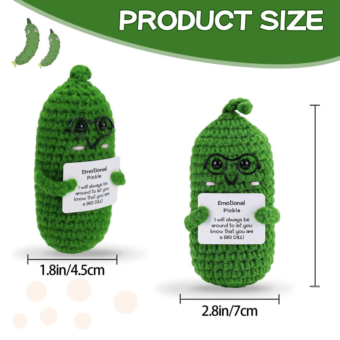 Hoedia Emotional Support Pickle With Glasses: Cucumber Crochet Dolls Friend Birthday Gifts For Women Men Coworkers Student - Che