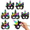 MALLMALL6 24Pcs Magic Horse Mask Scratch DIY Masks Party Favors Color Reveal Scratchboard Magic Horse Theme Birthday Party Suppl