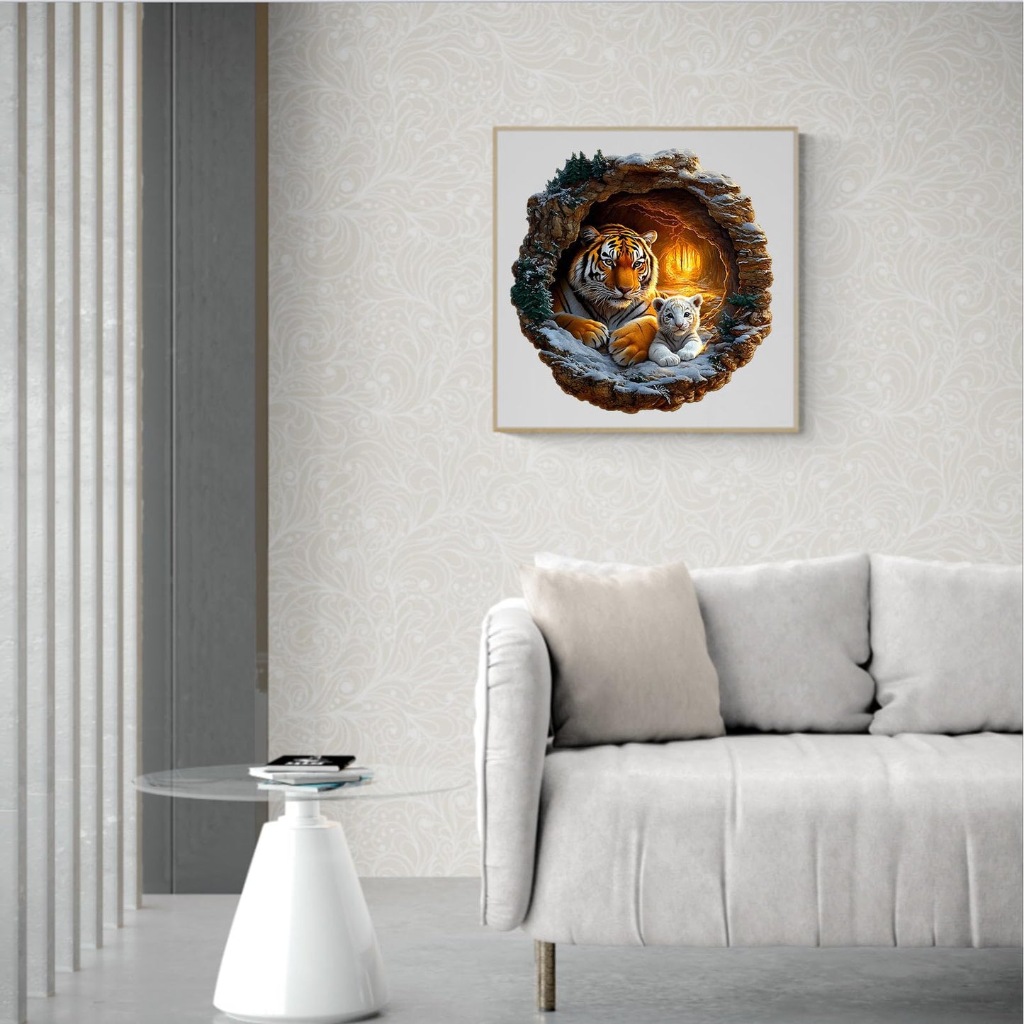 KAAYEE Wooden Puzzles for mature-themeds 200 Pieces Visual 3D Tiger Family Wooden Jigsaw Puzzles Animal Wood Puzzle Gifts for Mother's Day Mom mature-themed Kids Tiger Puzzle(11.4 * 11.4in)