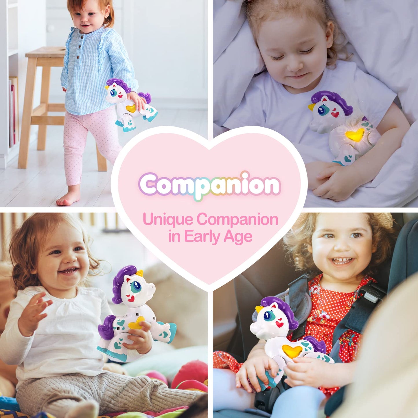 Hahaland Toys For 1 Year Old Girl Toddler Girl Toys Unicorn Musical Light Up Baby Girls, Interactive Travel One Year Old Baby Girl Valentines Gifts