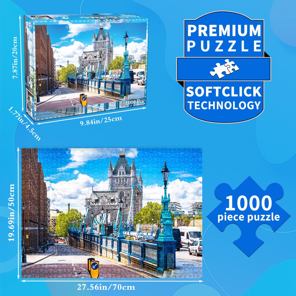 Huadada 1000 Piece Puzzles For Adults - London Street Scene, Uk-1000 Piece Jigsaw Puzzles For Adults And Kids 1000 Piece Unique Shape Best Gift For Adults And Kids(27.6'X 19.7')