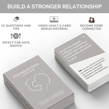 Dear Young Married Couple Foundations Card Deck Conversation Starters - 52 Questions And Tips To Become Connected - Cards Game -