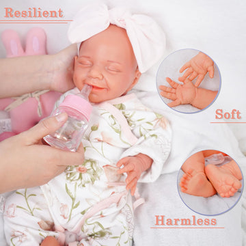 Kuiceo Reborn Baby Dolls That Lifelike -17 Inch Full Body Silicone Sleeping Baby Girl Handmade Face Realistic Body Details For C