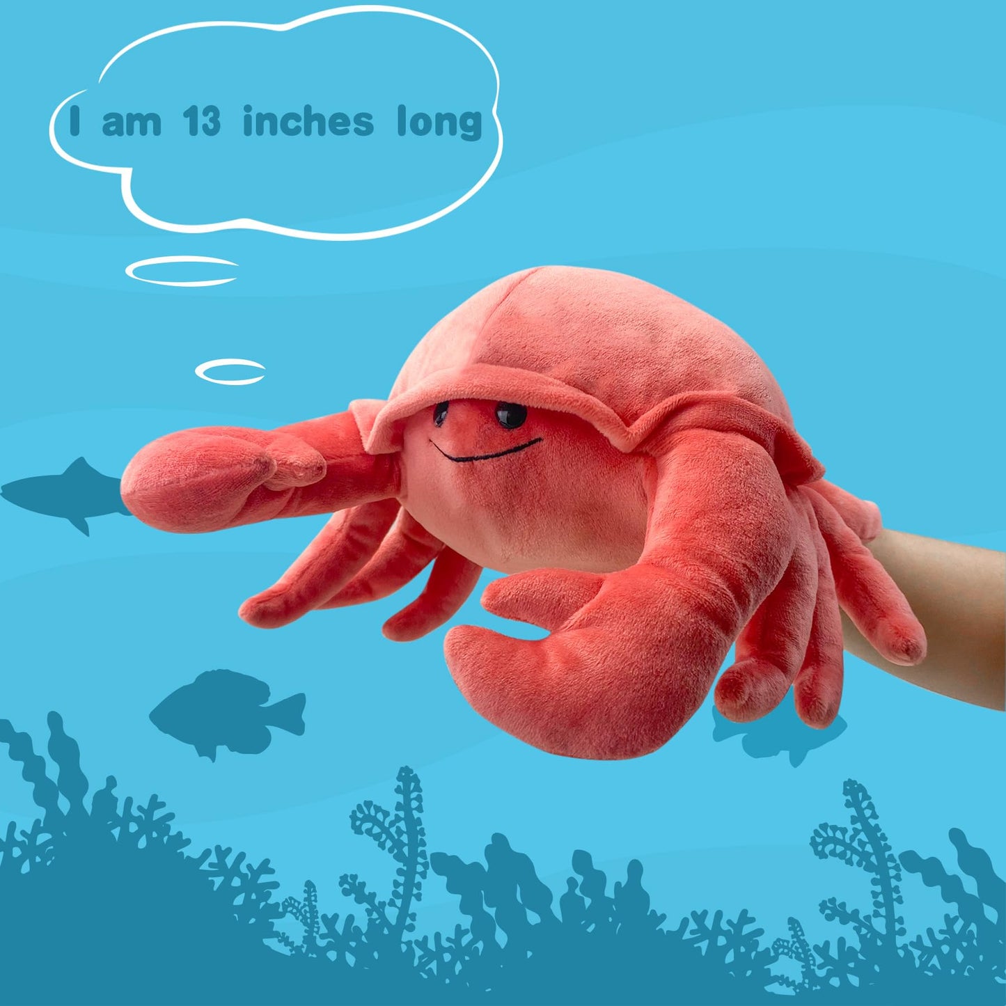 Justqunseen Hand Puppet Crab Puppet,13'' Crab Puppet Animal Puppets For Kids Realistic Plush Puppet Stuffed Crab Toys, Crab Hand