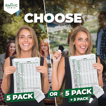 SWOOC Jumbo Laminated Yardzee & Farkle Score Cards - 5 Pack, Reusable Dry Erase Pads (11.5in x 8in), White