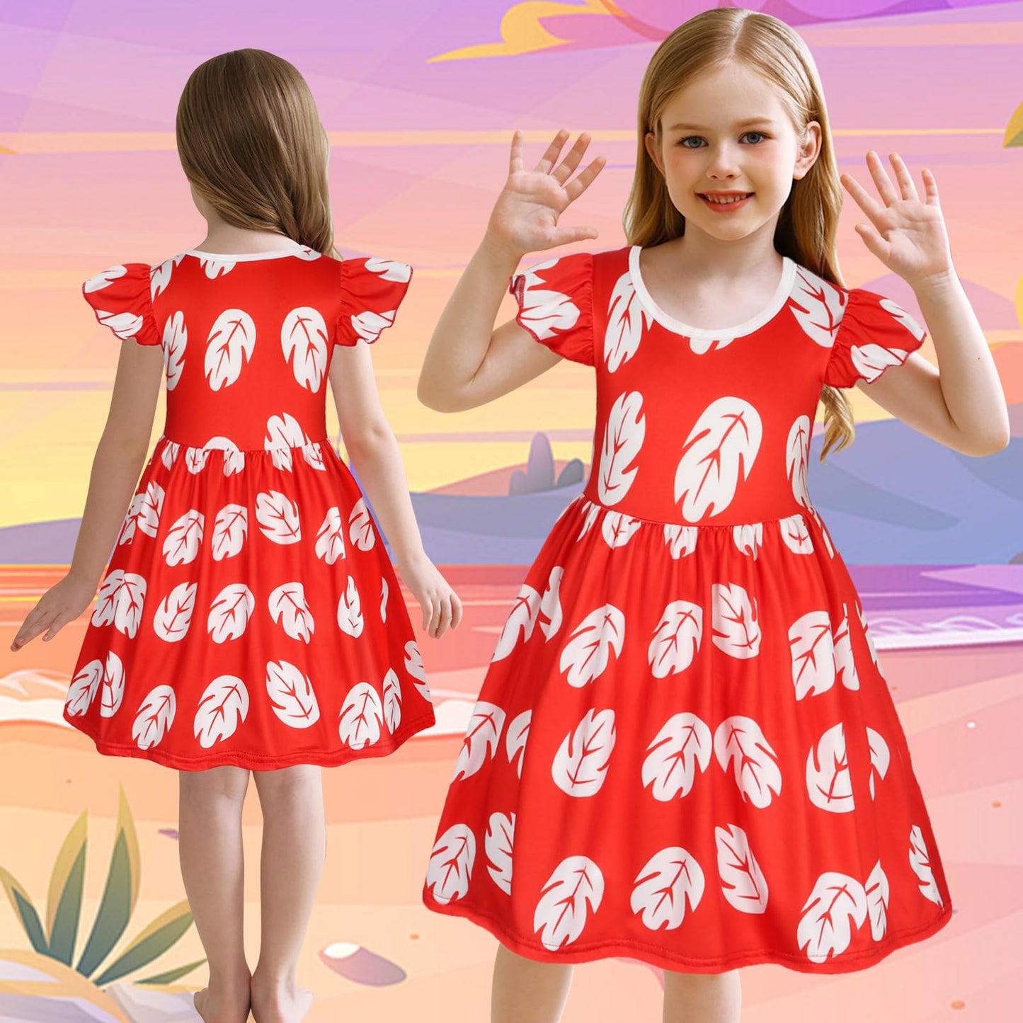 Benylion Lilo Costume For Girls Hawaiian Little Girls Lilo Dress Birthday Party Lilo Costume Cosplay Outfit Christmas Costumes S