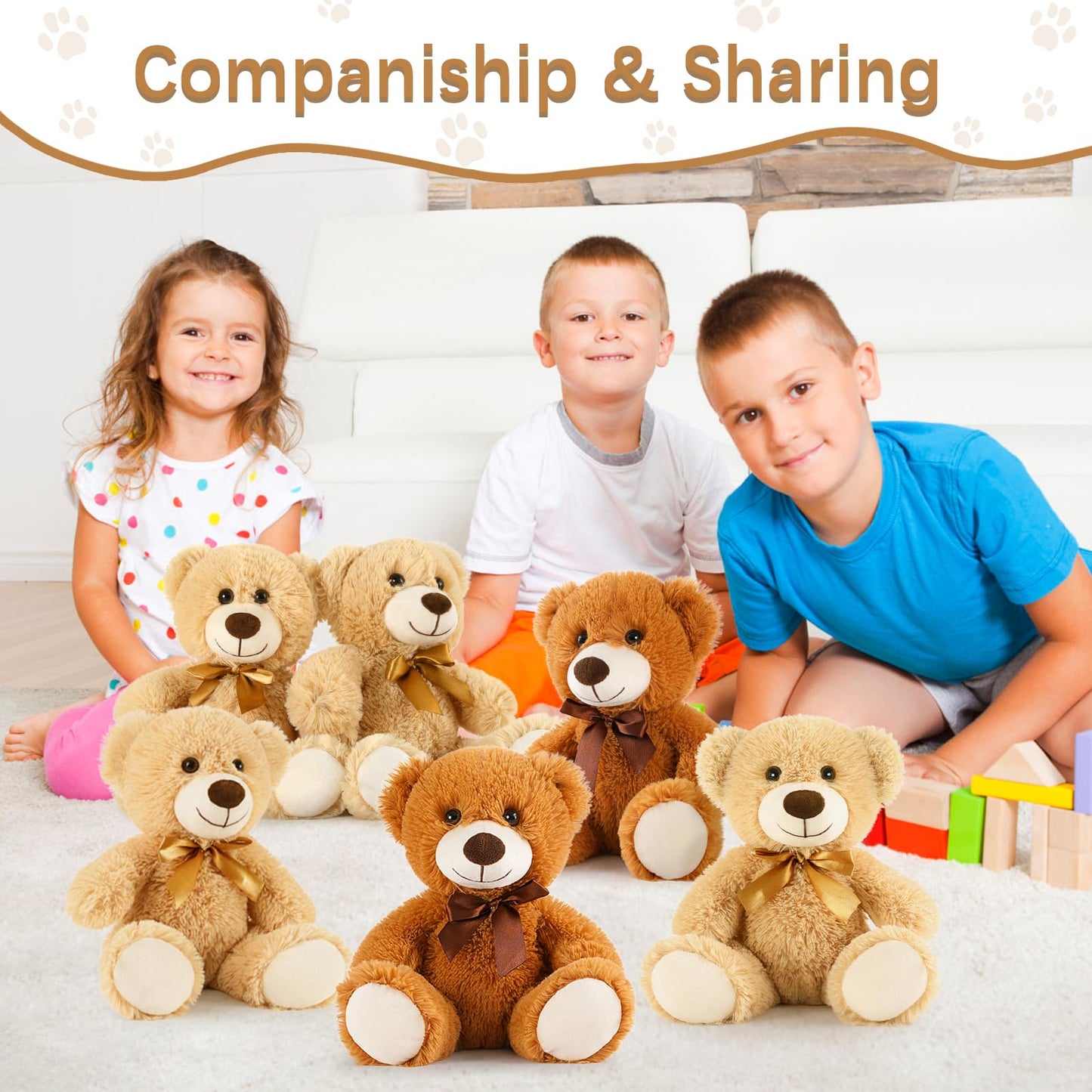 Morismos 10 Packs Bulk Teddy Bears Stuffed Animal, Soft Teddy Bear Bulk, 13.5' Small Bears Plush For Centerpiece Baby Shower, Kids
