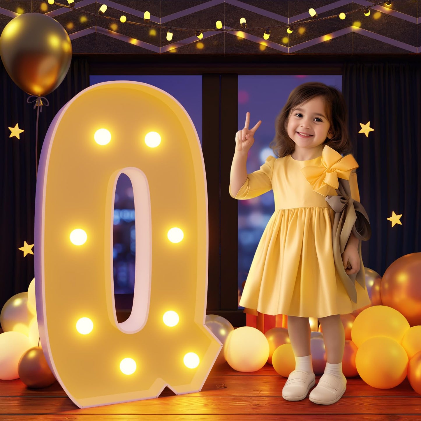 Imprsv 3Ft Marquee Light Up Letters Q, Large Light Up Letters, Big Marquee Letters For Party Decorations Baby Shower Anniversary