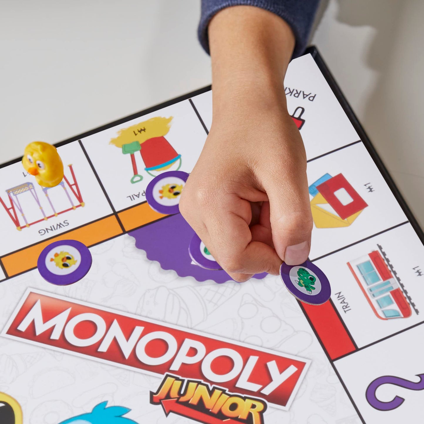 Monopoly Junior Board Game, 2-Sided Gameboard, Ages 4+, 2-6 Players, Plastic, Bright Colors