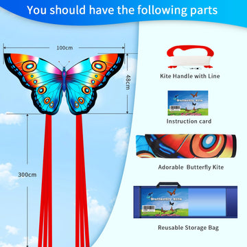 2 Pack Butterfly Kites for Kids & Adults - Easy Fly Kites for Kids Ages 4-8, Toddlers, Beginners, Beach & Outdoor Fun - Durable