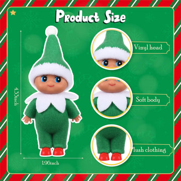 Gemscream 4 Pcs Christmas Tiny Elf Miniature in Dark Skin with Dress Christmas Decoration Party Accessories Holiday Tiny Gift Xmas Stocking Stuffers for mature-themed(Cute Brown Skin)