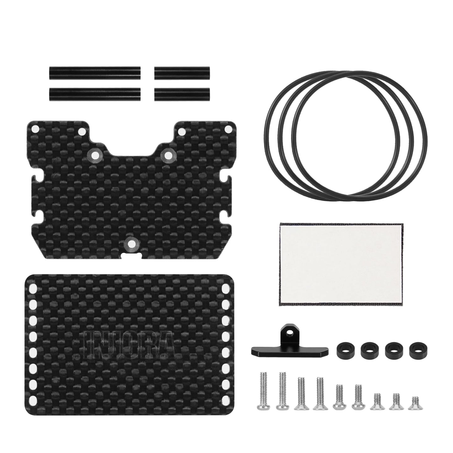 INJORA Battery ESC Receiver Tray Double Decker Carbon Fiber Plate for 1/18 RC Crawler TRX4M