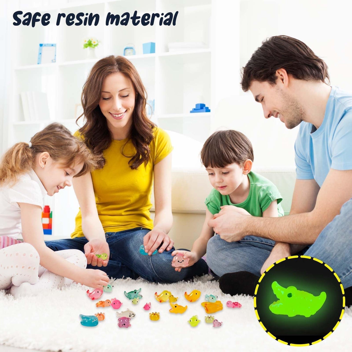 Fexia 50 Pcs Ocean Mini Resin Animals Tiny Aquariums Decor Glow In The Dark Resin Figures Luminous For Garden Landscape Sea Deco