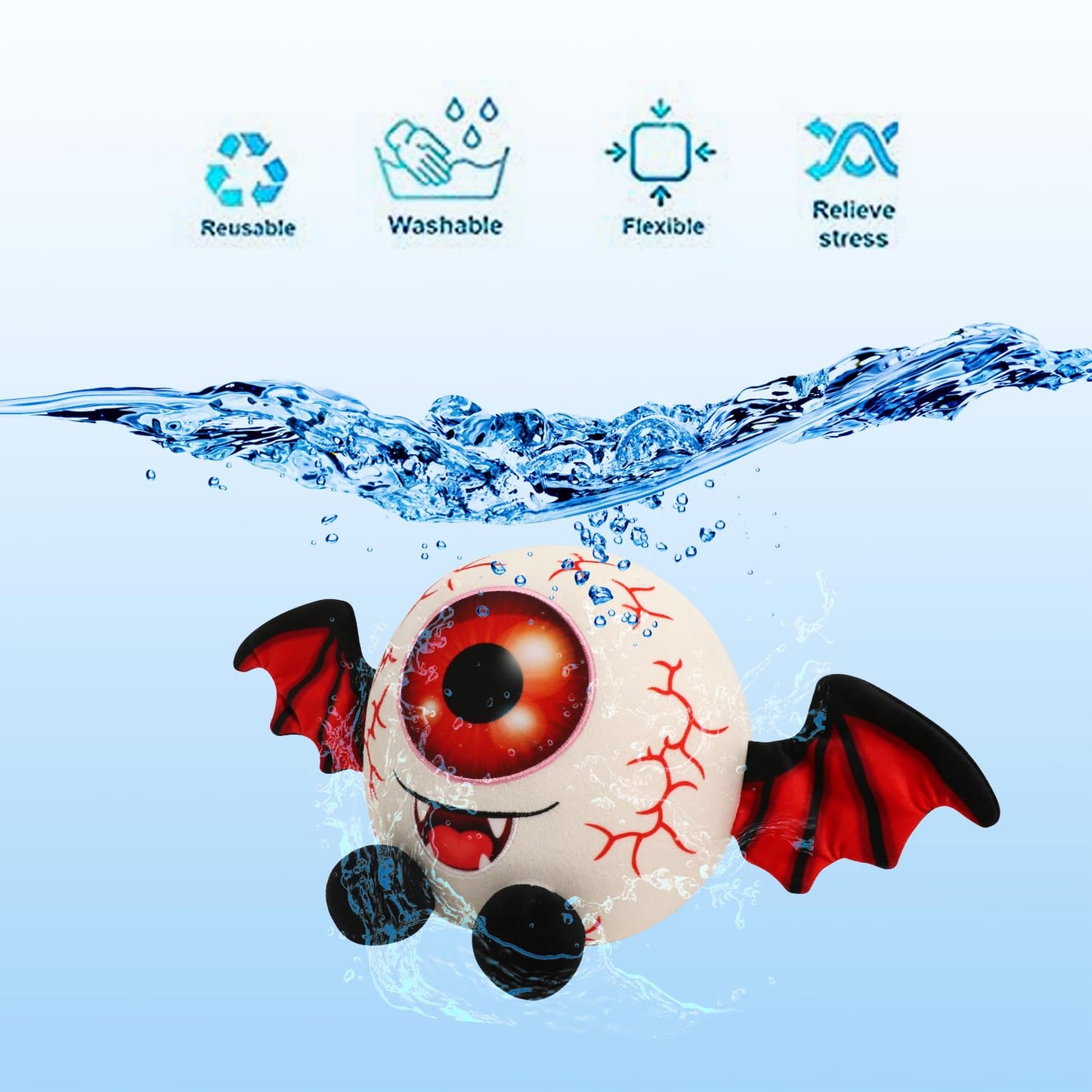 Yohica Christmas Halloween Eyeball Plush Toy,9' Christmas Scary Eyeball Stuffed Animals With Bat Wings,Eyeball Plushies Gift For Kids Christmas Party Decoration