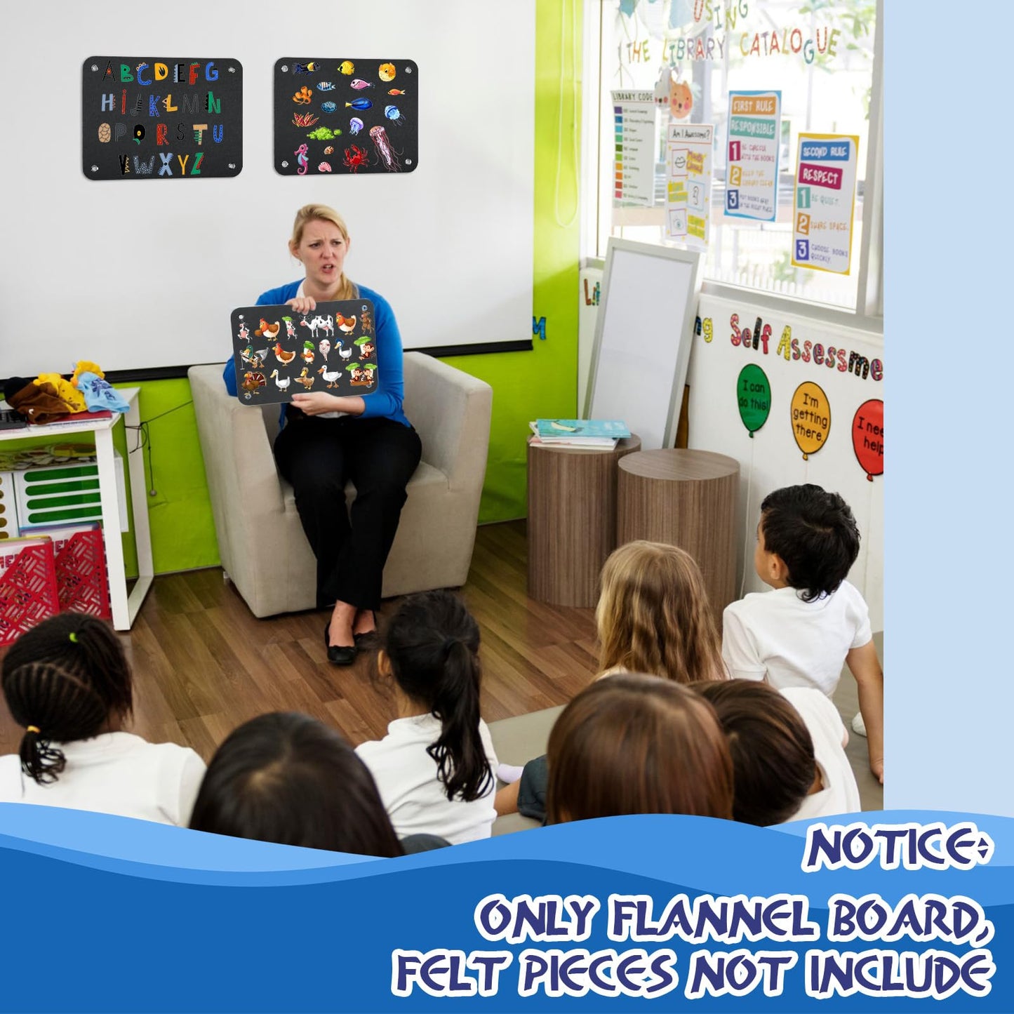 4 Pieces Felt Board for Toddlers Classroom Flannel Board Stories for Preschool Homeschooling, Kids Felt Story Activity Wall Hang