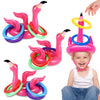Camlinbo 15 Pcs Inflatable Flamingo Pool Toys Ring Toss Pool Game, Flamingos Luau Party Decor Hawaiian Beach Toys Carnival Outdo