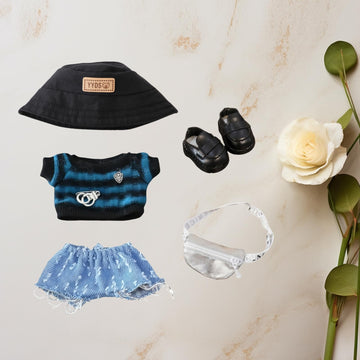 17cm Doll Clothes Set 5 Pieces Casual Wear Outfit Set for 6.7inch Doll Dress Suit Fashion Dress Up Hat Clothes Accessories for 1st/2nd/3rd Gen Dolls Play & Display