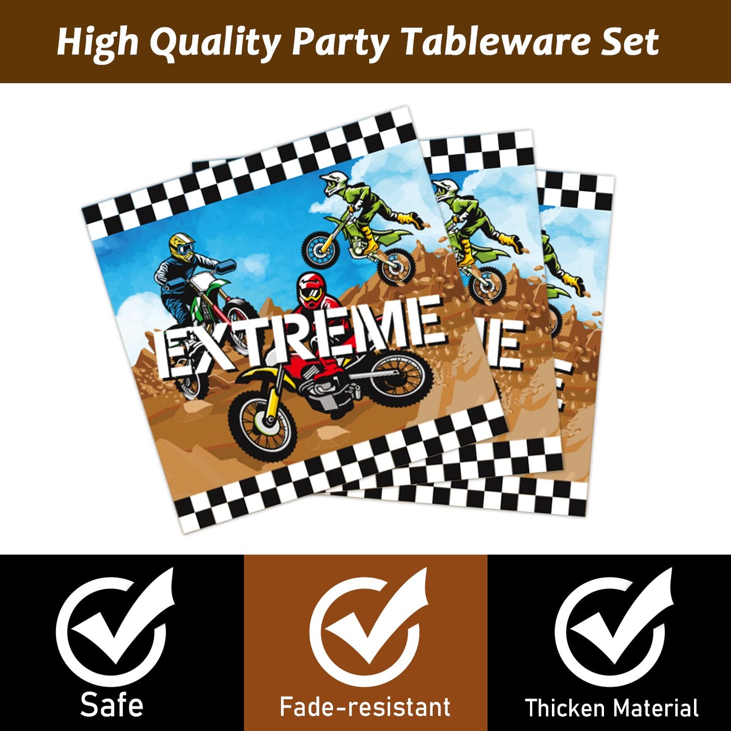 96 Pcs Dirt Bike Party Plates And Napkins Party Supplies Motorcycle Theme Party Tableware Set Motocross Dirt Bike Party Decorati