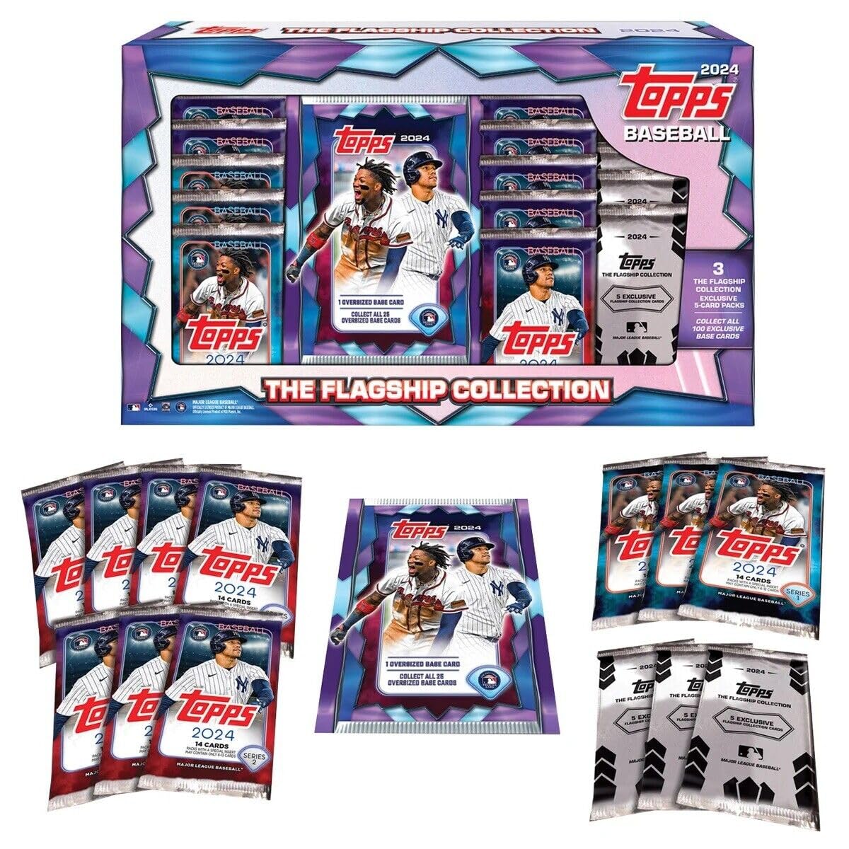 Topps 2024 Series 1 & 2 Baseball The Flagship Collection Trading Card Super Box 13 Pack Plus Oversized Card