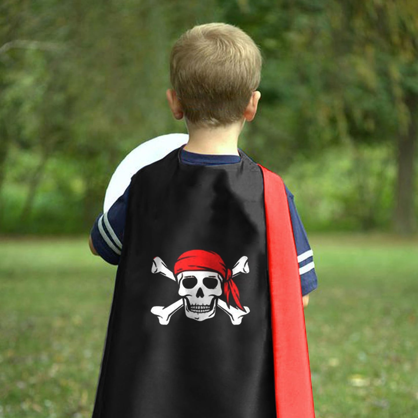 Riorand Cartoon Pirate Dress Up Satin Capes Cosplay Birthday Party Kids Costume (1-Pack) (Red)