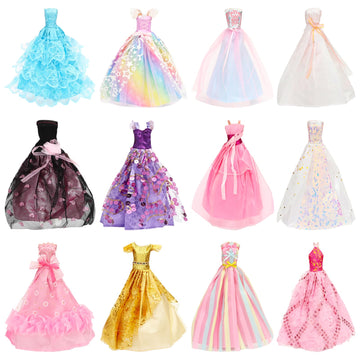 Sotogo 12 Pieces Doll Clothes For 11.5 Inch Girl Doll Fashion Handmade Doll Dresses Wedding Dresses Evening Dresses Party Gowns Outfit