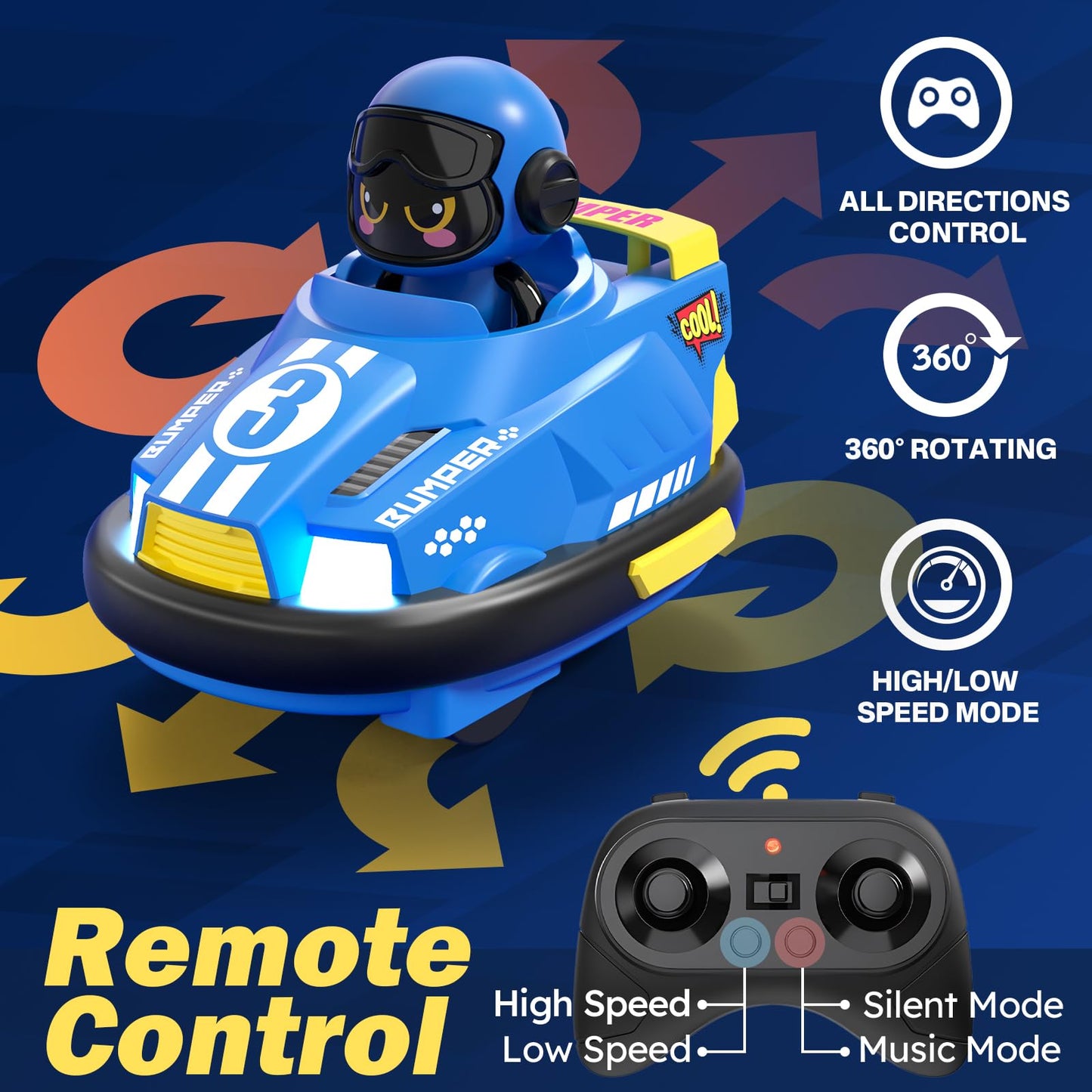 bessome 2 Pack RC Cars Toys for Ages 2-4 Toddlers|Remote Control Bumper Cars Toys for Ages 5-7 Kids|Birthday Gift for 3 4 5 6 7