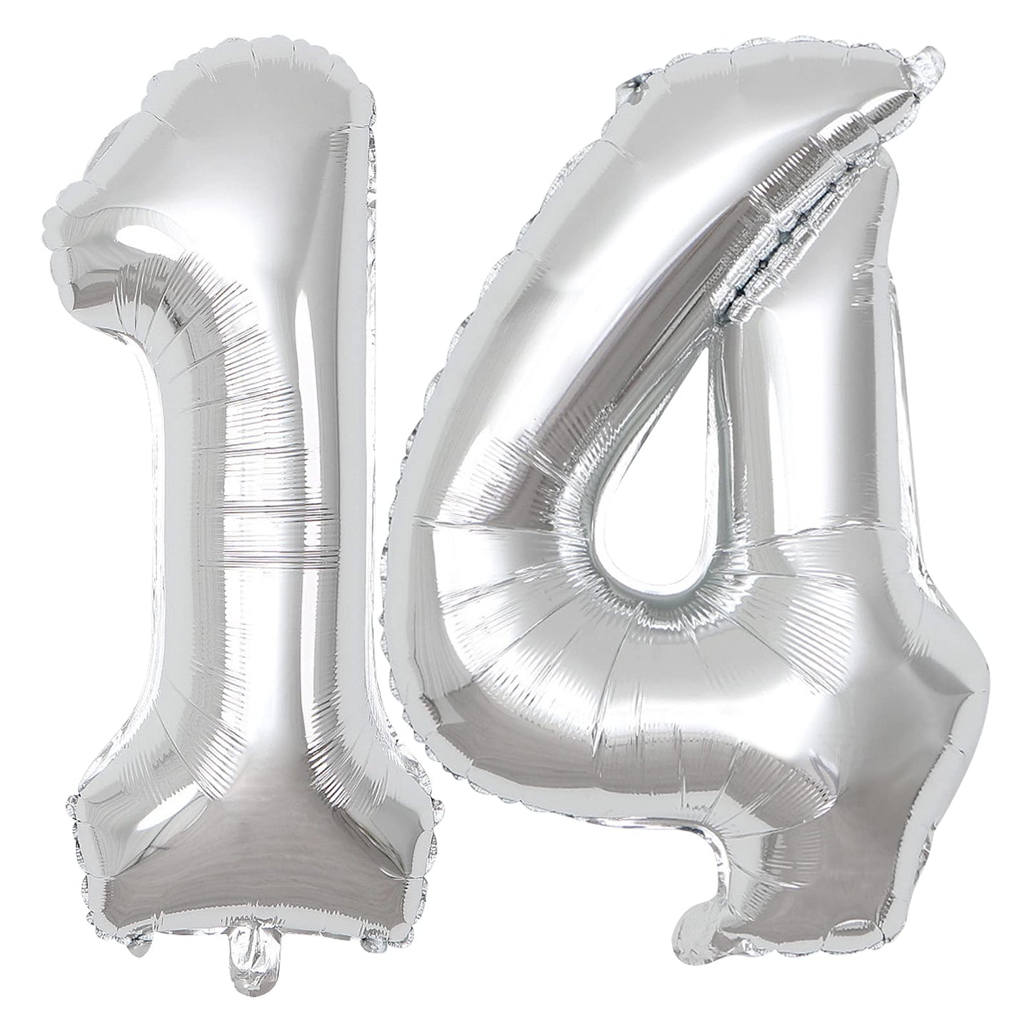 40 Inch Number Balloons 14, Silver Helium Foil Number 14 Balloons, Large Number Balloon Age Balloon For Boys Girls Birthday Part