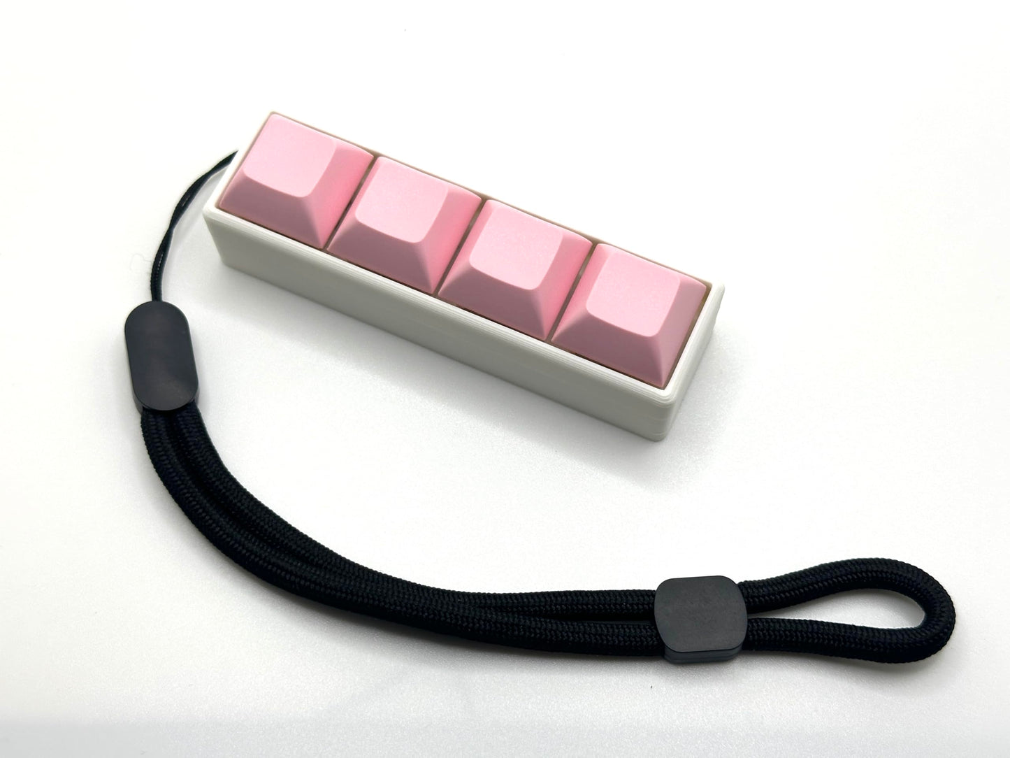 Four-Button Clicky Mechanical Switch Fidget Toy | Stim Toy, Stress Relief, Adhd (White Base, Light Pink Keycaps)