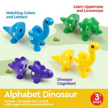 Gkdoms Abc Letters Matching Dinosaur Toys, Double-Sided Alphabet Learning Toy X-Mas New Year Gifts For Kids : Uppercase Lowercase Letters Sorting And Matching Game, Party Favors