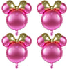 Mikimiqi 4 Pcs Mouse Head Foil Balloons, 24'' Mouse Mylar Balloon For Birthday Party Decorations Jumbo Mouse Head Aluminum Foil Balloons Party Favors Supplies (Pink)