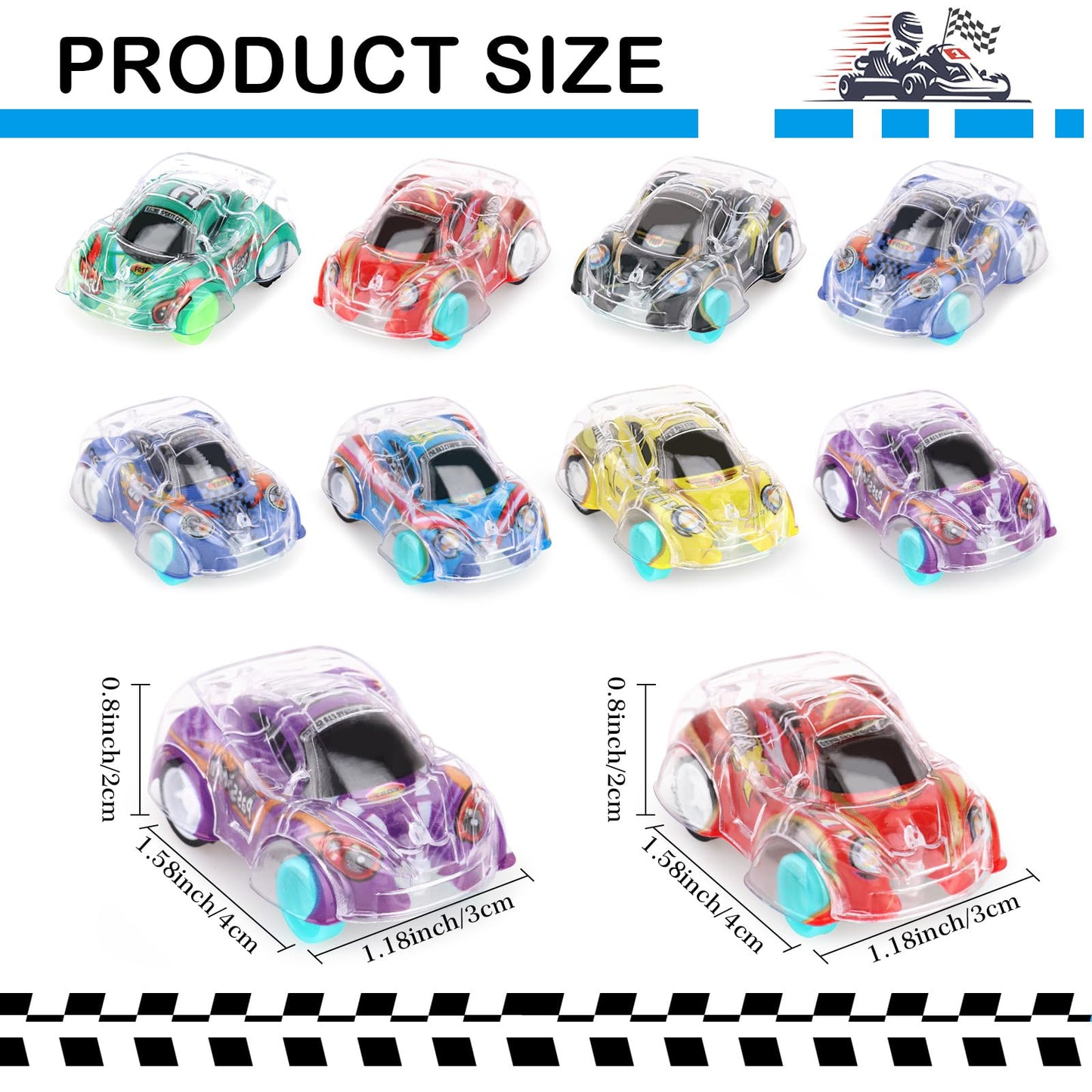 Adecortalk 36 Pcs Mini Pull Back Cars Set - Colorful Racing Car Party Favors for Kids, Toddlers, Goodie Bags, Ages 3-8