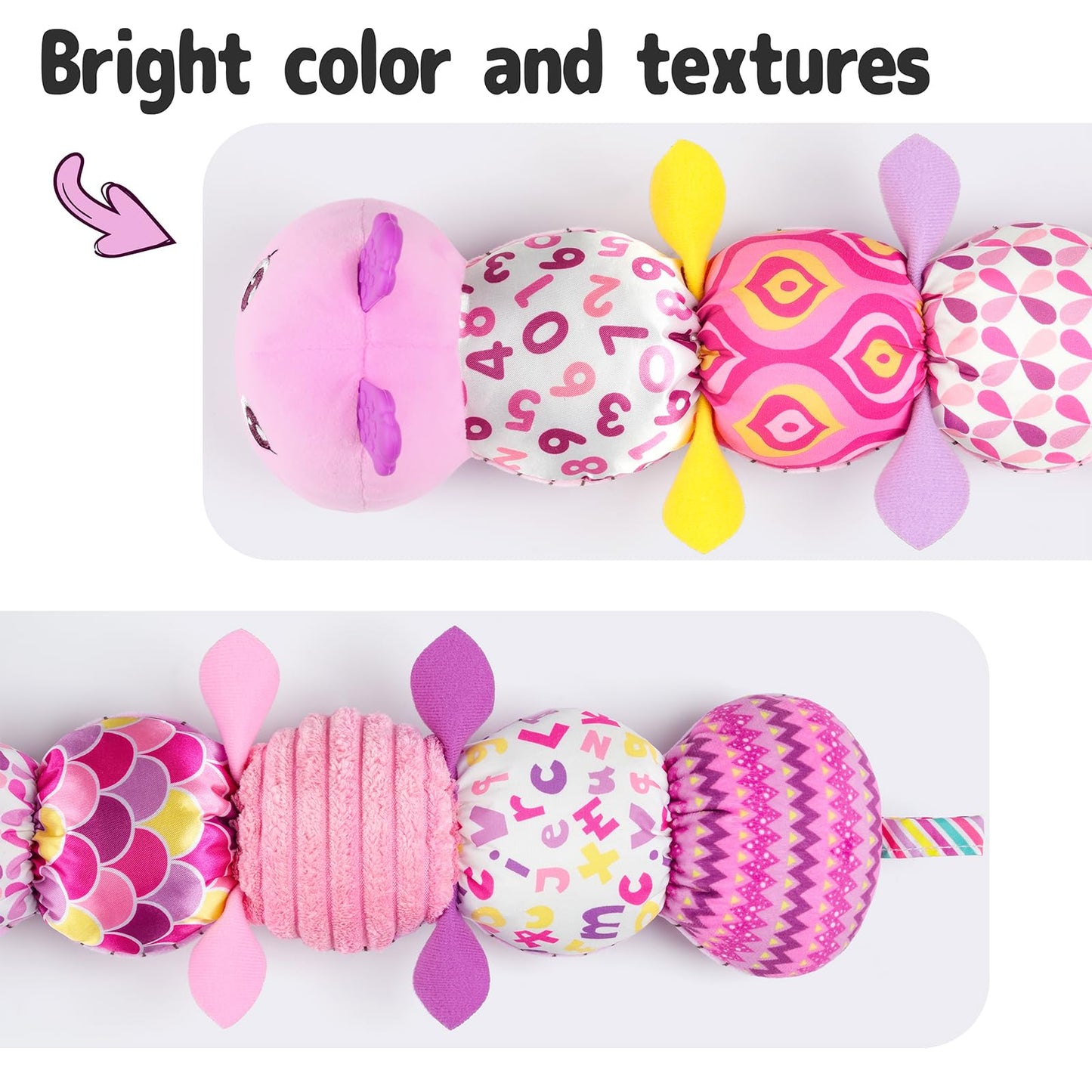 Turkids Infant Baby Musical Stuffed Animal Activity Soft Toys With Multi-Sensory Crinkle, Rattle And Textures For 0-3-6-12 Month