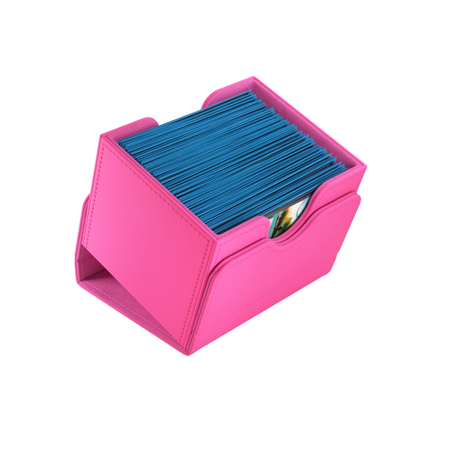 Sidekick 100+ Xl Convertible Deck Box | Sideloading Card Storage With Removable Cover Clips Holds 100 Double-Sleeved Cards In Extra Thick Inner Sleeves Pink Color Made By Gamegenic (Ggs20097Ml)