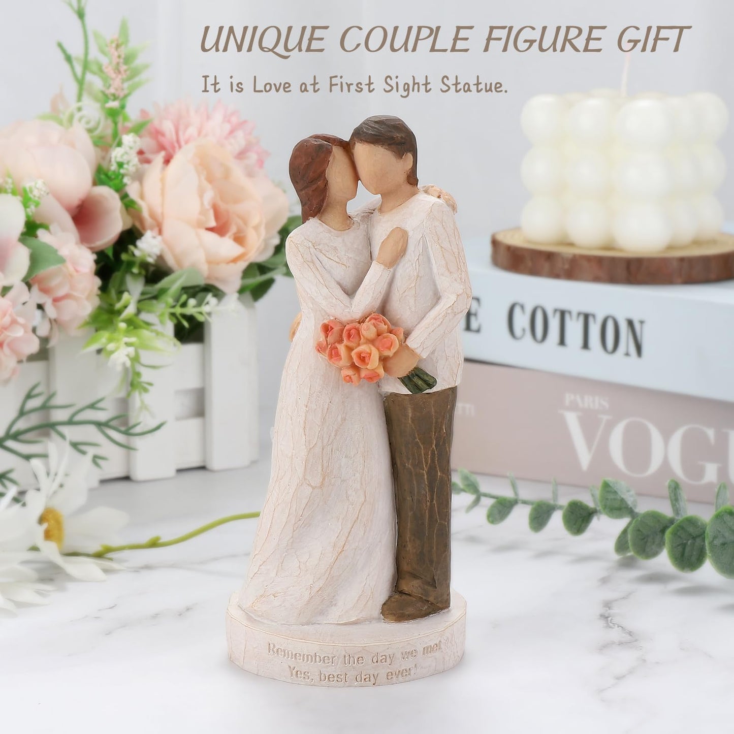 Kohehe Couple Gifts, Anniversary Couple Gift For Women, Wedding Engagement Gifts For Couple, 6.7' Couple Figurines Gift For Birthday Valentines Day Christmas(Couple-Figurine)