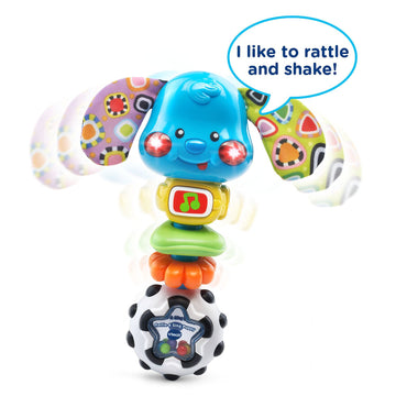 VTech Baby Rattle and Sing Puppy - Multicolor Small Plush Toy for Infants, Soft Interactive Learning Toy