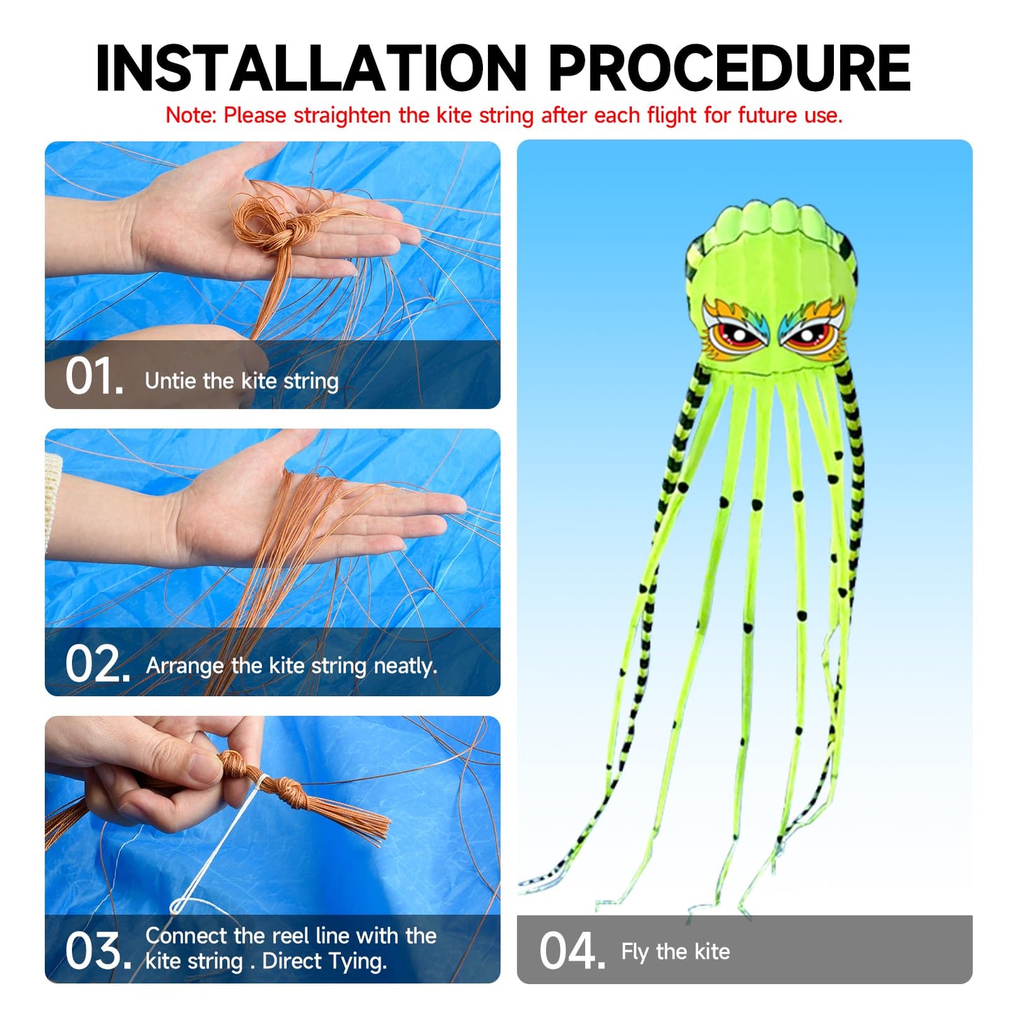 Kites for Adults Giant Octopus Kite 26ft for Outdoor Fun Large 3D Kite with Reel for Beach, Park, and Family Gatherings - Durabl