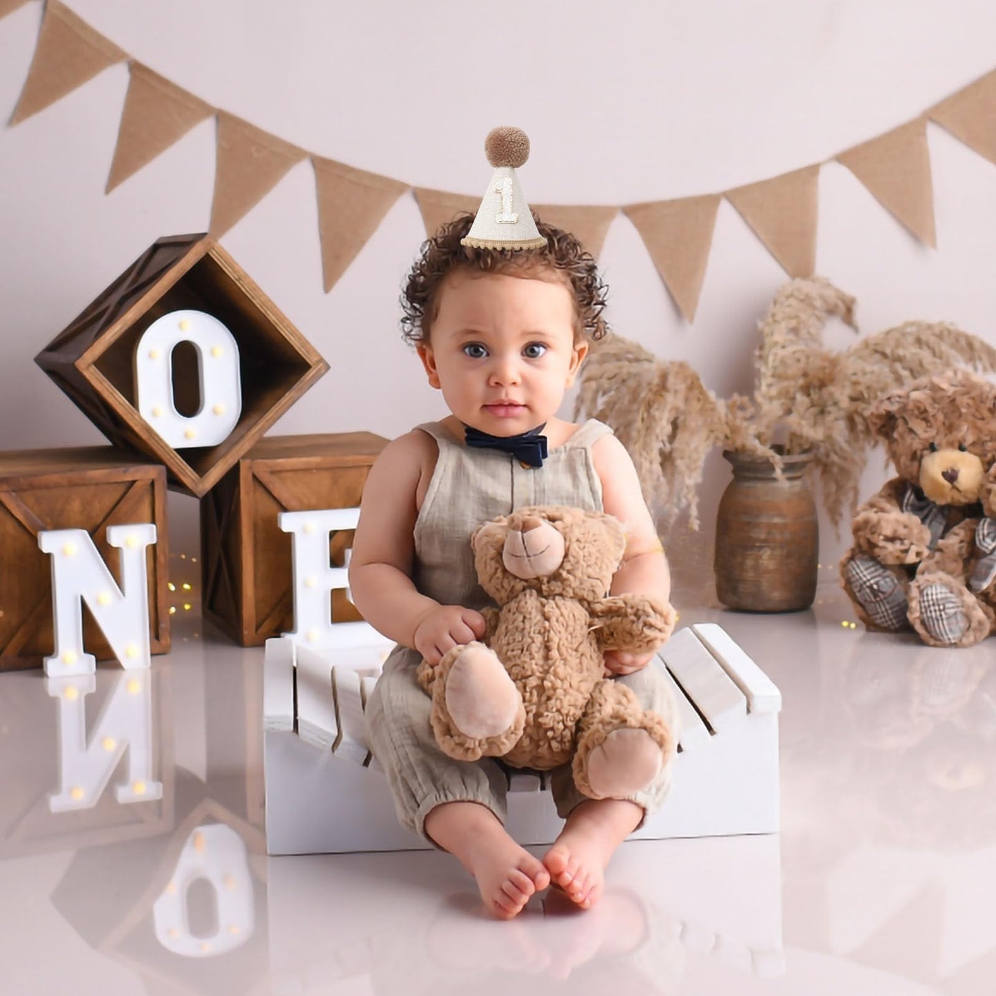 Ereniko Boho 1st Birthday Hat Decorations For Baby Girls Boys Handmade Natural Outfit First Birthday Party Hat