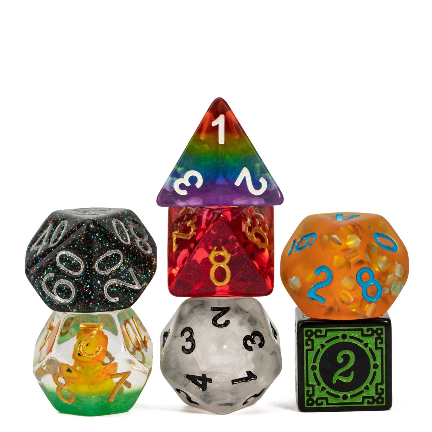 HDdais 7pcs Random Color DND Dice Set, 7-die Polyhedral D&D Dice for DND RPG MTG Table Games Dungeons and Dragons Dice
