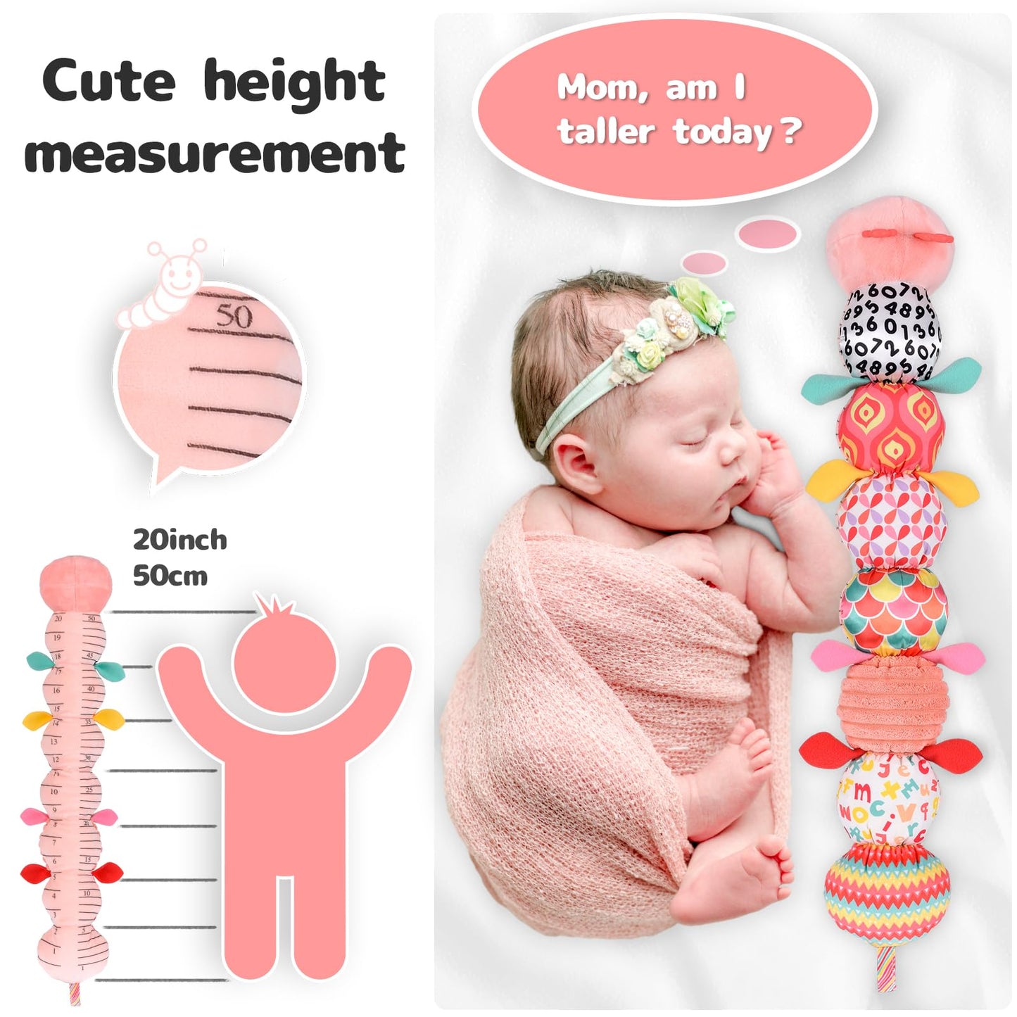 Turkids Montessori Infant Baby Musical Stuffed Animal Activity Soft Toys With Multi-Sensory Crinkle, Rattle And Textures For 0-3