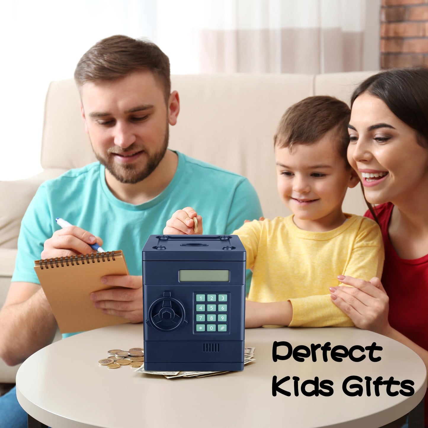 2024 Upgraded ATM Piggy Bank for Kids,Real Money Counting, Debit Card,Coin Recognition,Bill Feeder,Balance Calculator, Digital E