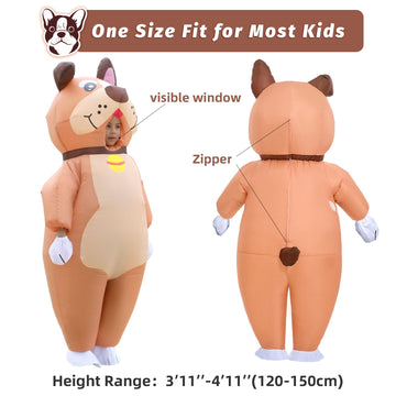 Xyjkidses Inflatable Costume For Kids Dog Halloween Costumes For Kid Funny Bulldog Blow Up Costumes For Boys Girls Cosplay Party