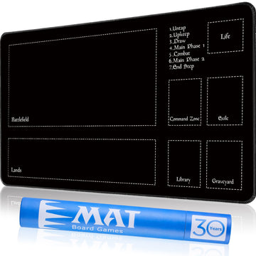 Biouai Stitched Playmat for MTG - Black, 24x12x0.08, Includes Tube Case for Card Game Protection