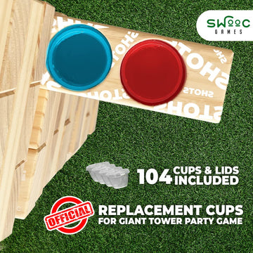 SWOOC Games - Giant Tower Party Game Cups with Lids (Extra Cups Only - 105pc)