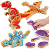 Coogam Dinosaur Snap Together Building Toys, Wooden Take Apart Dinosaur Playset, Stem Montessori Educational Fine Motor Skill Toy Gift For 3 4 5 Years Old Kids